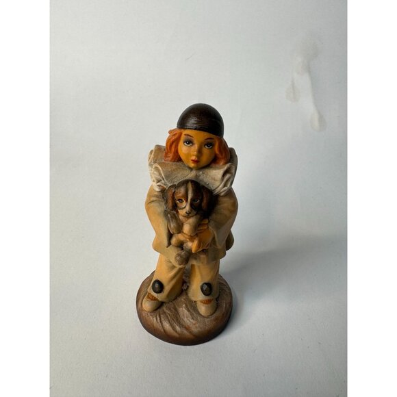 Vintage ANRI Figurine "Ed Michel Oks" Child Holding Puppy Hand-Carved Wood Italy - Picture 16 of 16